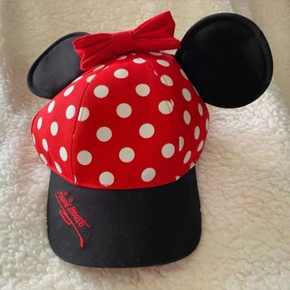 Disney Parks Minnie Mouse Ears Red & White Polka Dot Adjustable Girls Cap 🌹HP🌹